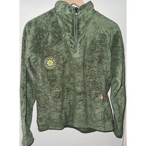 The North Face 1/4 Zip Pullover Jacket Women Size Large Green Polyester Fleece